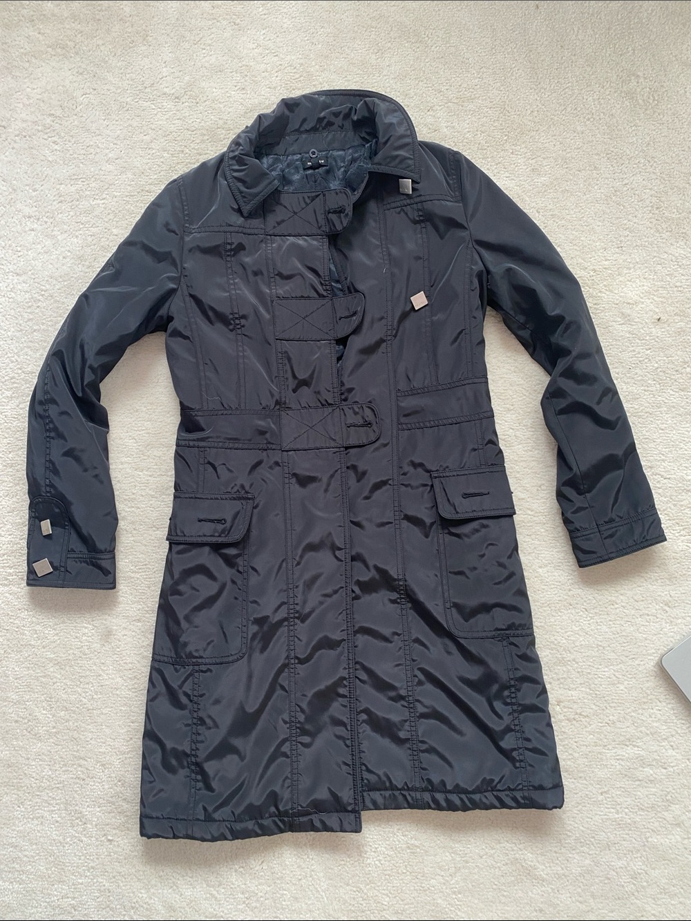 Mi-Tu Black Women's Trench Coat with